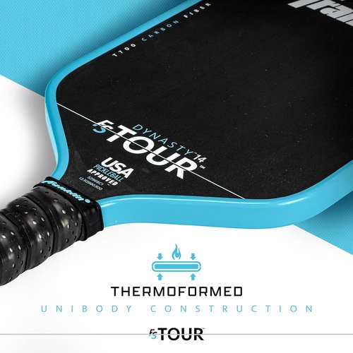 Franklin Sports Pro Pickleball Paddles - Tour Series Raw Carbon Fiber T700 - USA Approved | Unibody Design - Gray, Blue & Pink