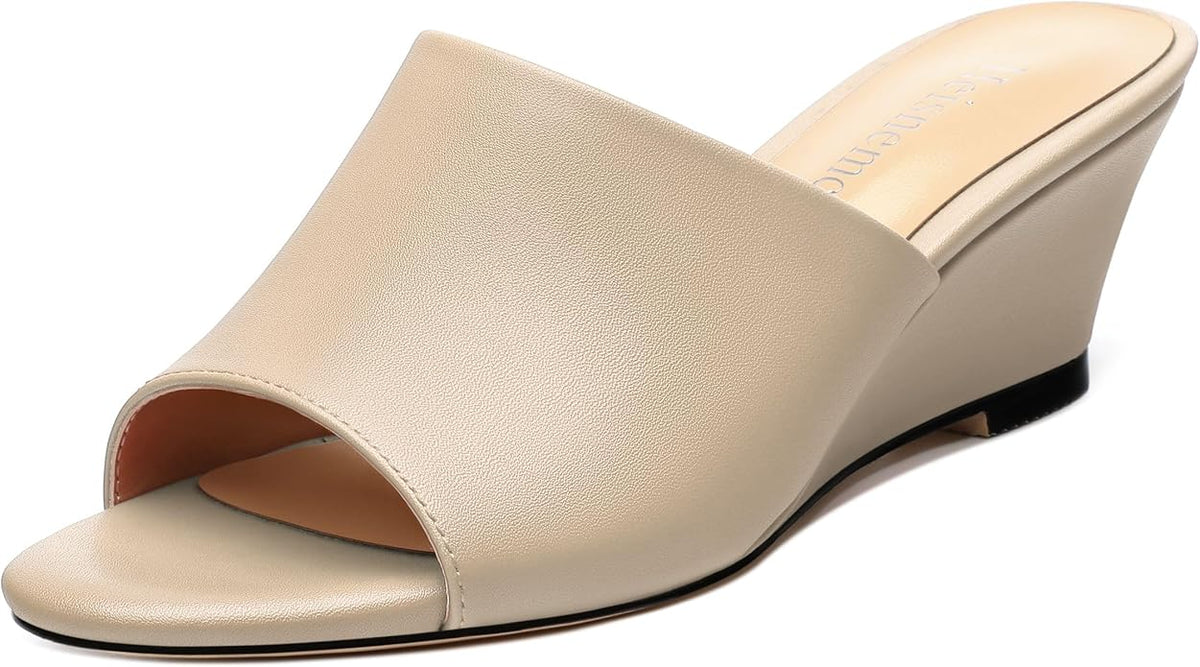 Wedge Sandals for Women Open Toe Wedge Heels Womens Matte High Heel Sandal Round Toe Heeled Wedge Sandals Slip on Casual shoes 2 inch