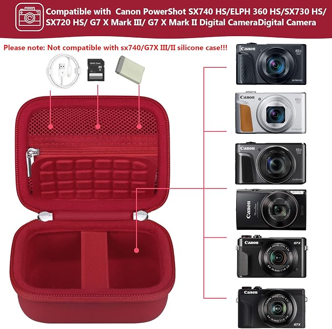 Hard Carrying Case for Canon PowerShot SX740 HS/ELPH 360 HS/ SX730 HS/ SX720
