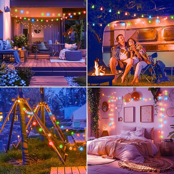 Minetom Crystal Globe String Lights Battery Operated - 33 ft 60 LED Globe Fairy Lights with Remote and 8 Modes, Waterproof for Bedroom Tent Loft Camping Porch Patio Party Wedding Decor, Multicolor