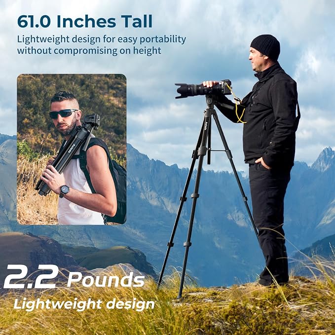 Camera Tripod 61" Lightweight Auminum Tripod