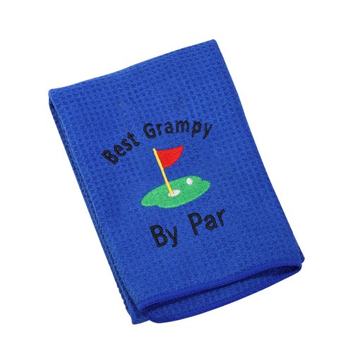 LEVLO Dad Golf Towel Embroidered Golf Towel Gift Golf Father Gift Best Pops/Grampy/Papaw/Opa by Par Golf Towel with Clip (Best Grampy)