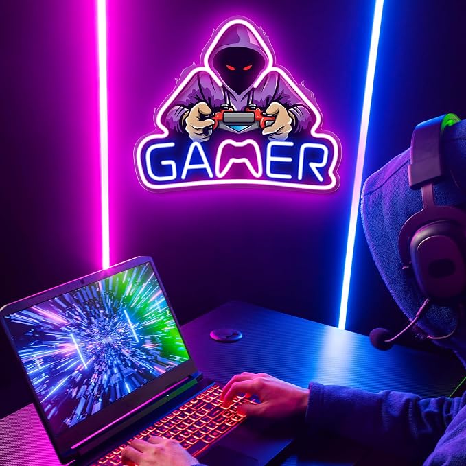 Kavaas Gamer Neon Sign, UV Printed Gaming Neon Sign