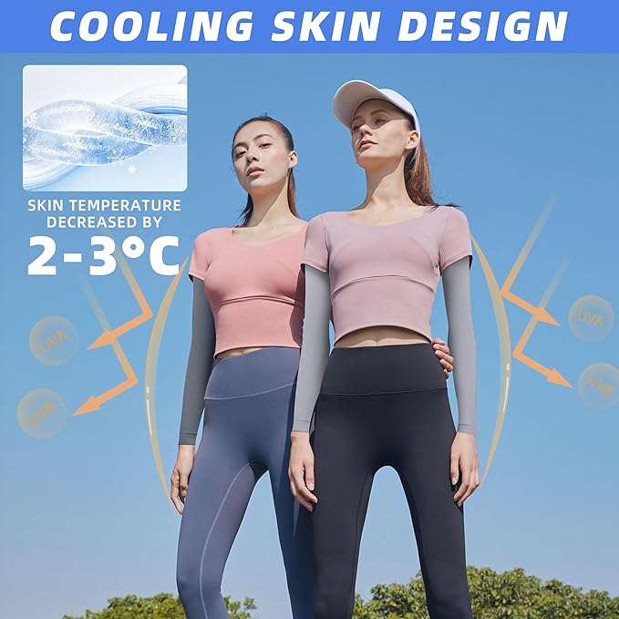 BHYTAKI UV Sun Protection Arm Sleeves, UPF 50 Sports Cooling Arm Compression Sleeves for Men Women Teenager