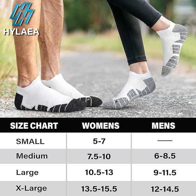 Hylaea Athletic Running Socks Cushion Padded Moisture Wicking Low Cut