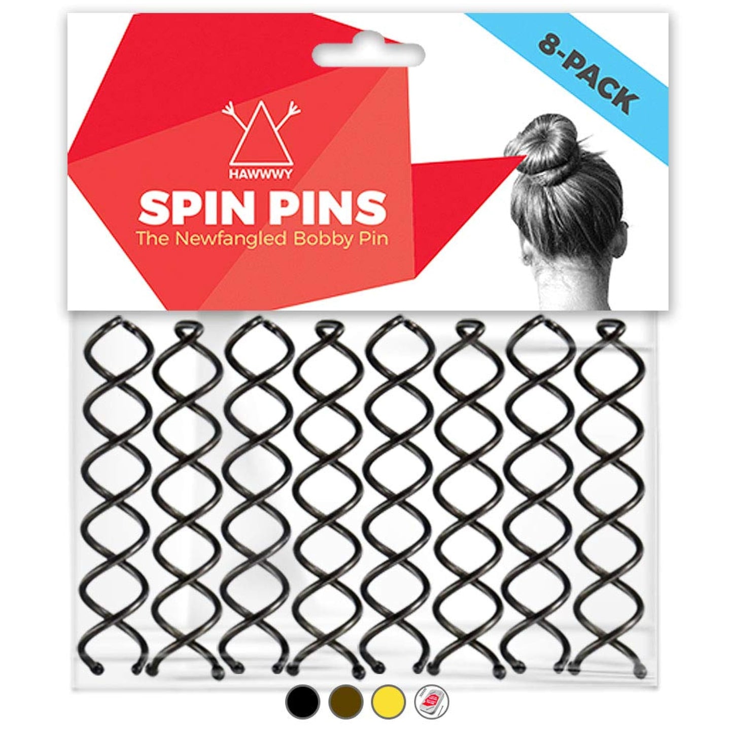 Hawwwy Spiral Bobby Pins 8 Pack, Light Brown 2 Inches, Easy & Fast Bun Maker Twist Hair Pins For Women & Kids