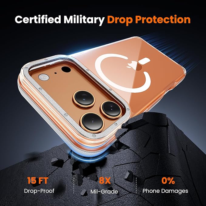 toushion 3 in 1 for iPhone 17 Pro Max Case Clear Bumper, Fits MagSafe,