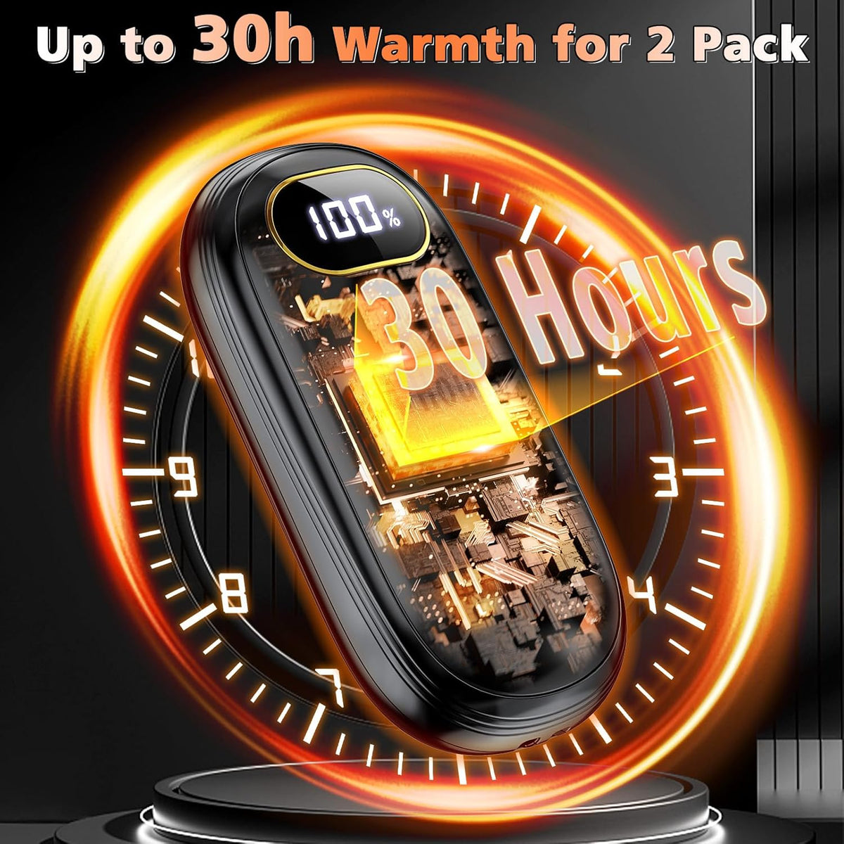 Skiennix Hand Warmers Rechargeable - Dual-Sided Heating for 15 Hours | LED Display & Flashlight, Perfect for Hunting & Gifts