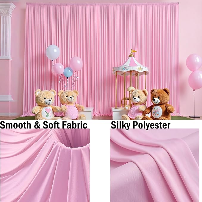 50ft x 12ft Wrinkle Free Pink Backdrop Curtains