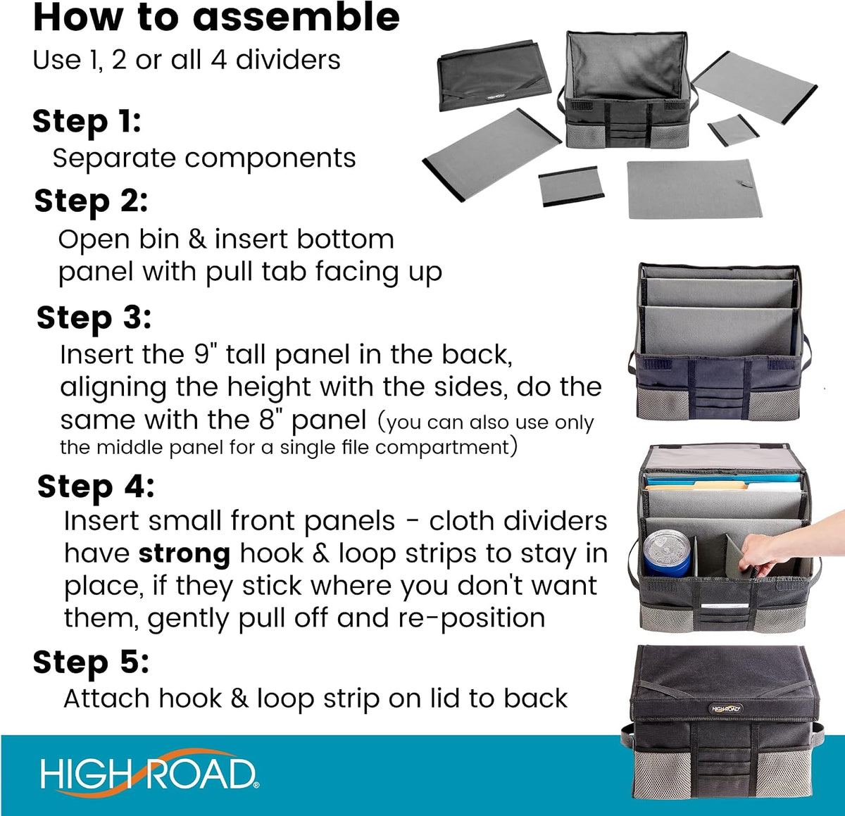 High Road Carganizer Front Seat Car Office Organizer and Mobile Office Work Truck Organizer with Filing Dividers and Desk Top Cover | Front Seat