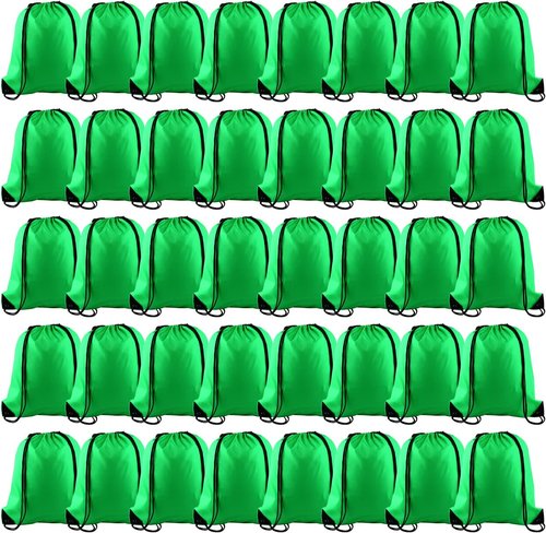 KUUQA Green Drawstring Backpacks - 100Pcs Bulk Gym & Travel Bags for Easy Carrying
