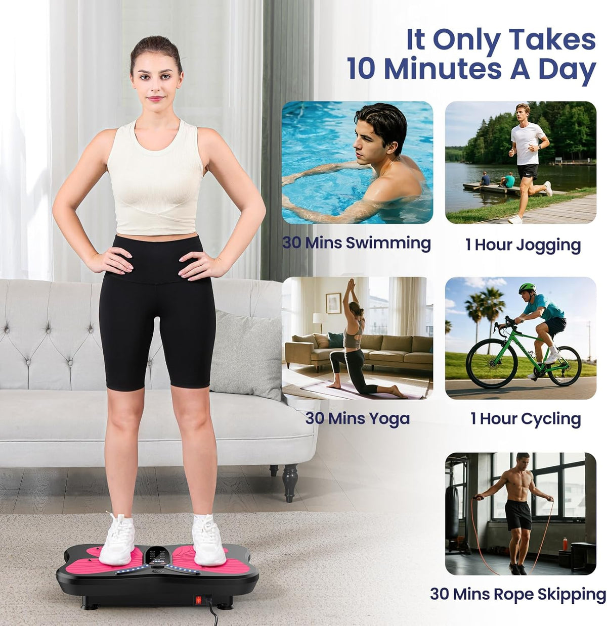 Skiennix Vibration Plate Exercise Machine - Full-Body Weight Loss & Lymphatic Drainage | 400 Lbs Capacity, 200 Speeds