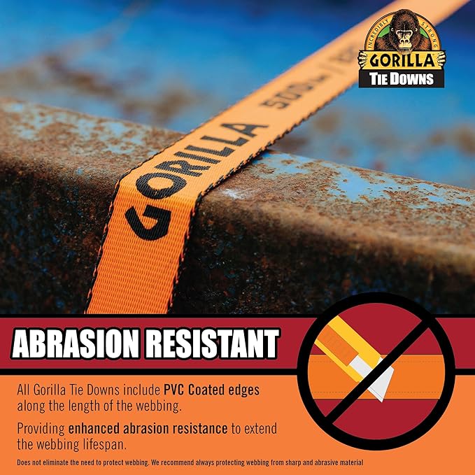Gorilla 93001 2 Pack 1" x 16' Ratchet Strap with Orange Gorilla-Grip Handle