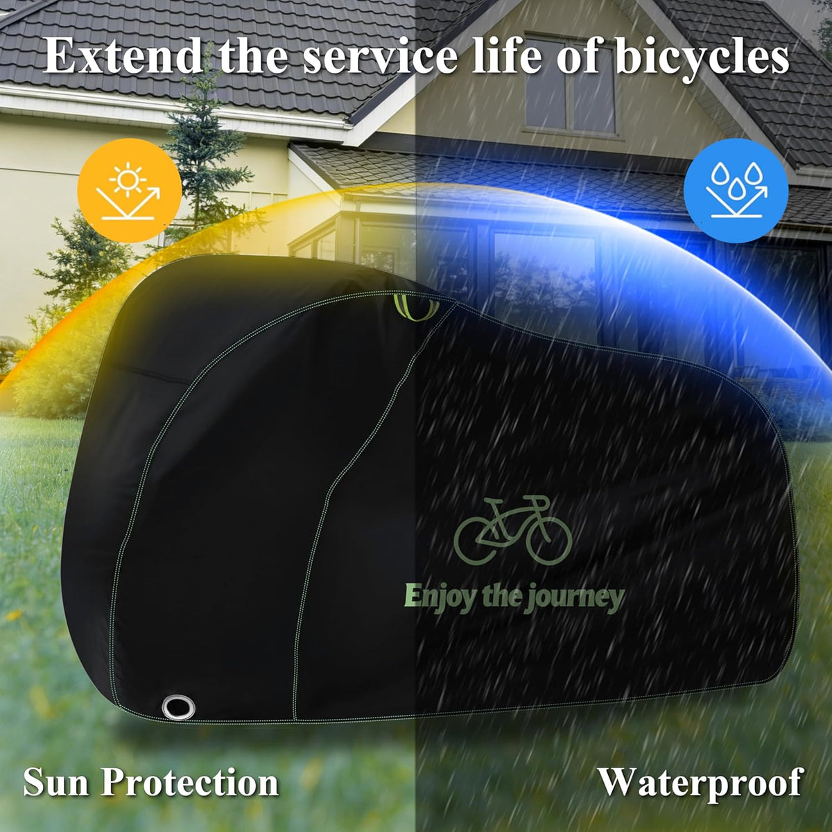 Skiennix Bike Cover for 2 Bikes - Waterproof Outdoor Protection Against Rain, Sun, and Dust