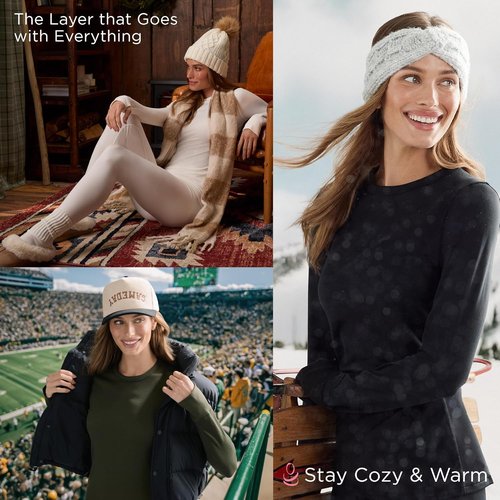 Cuddl Duds Women's Fleece Lined Thermal Set - Heavyweight Long Sleeve Top & Leggings for Winter Comfort
