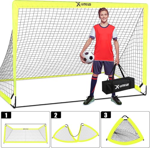 Kids Soccer Goals by [Brand Name] - Backyard Set of 2 | 4x3 ft & 6x4 ft Pop-Up Training Equipment with Ball & Cones