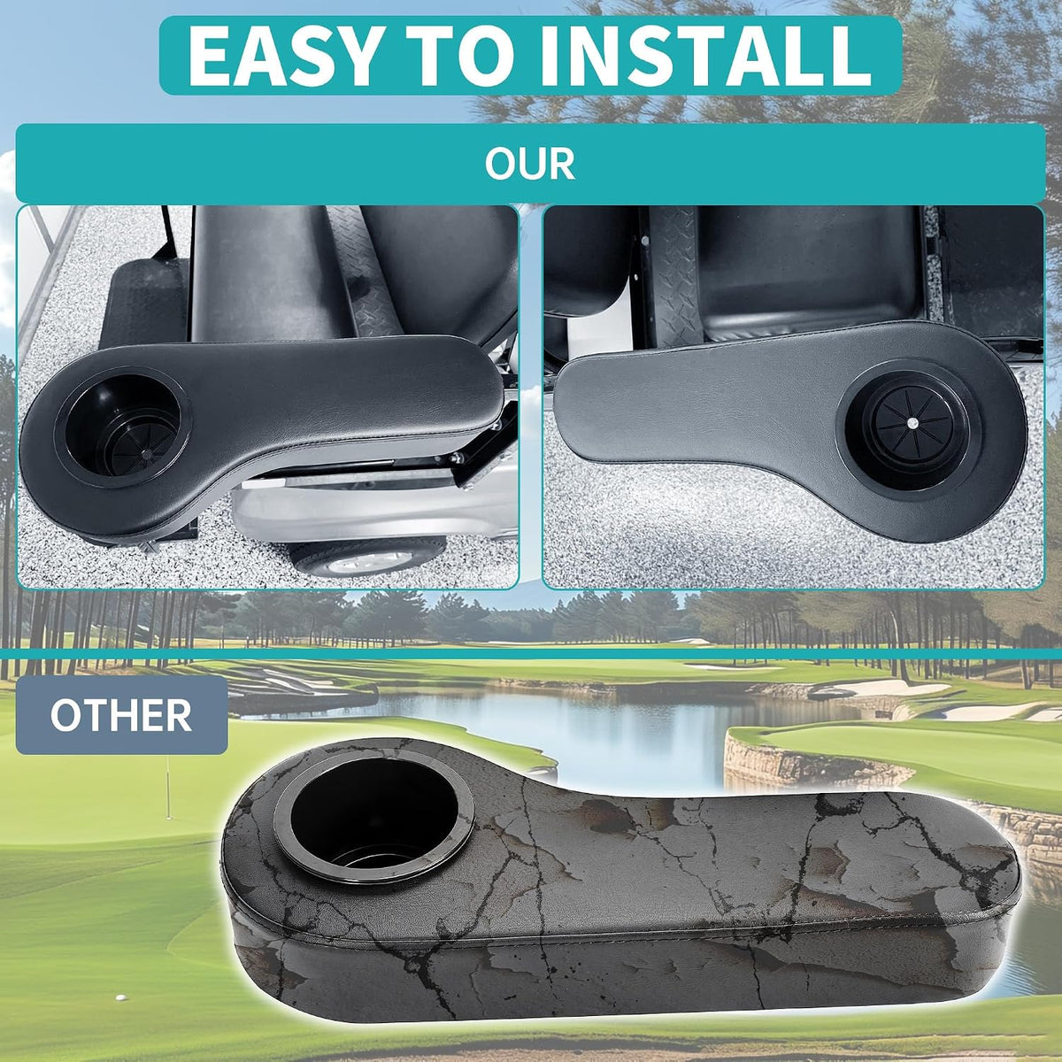 ECOTRIC Golf Cart Rear Seat Arm Rest Compatible with EZGO Club Car Yamaha