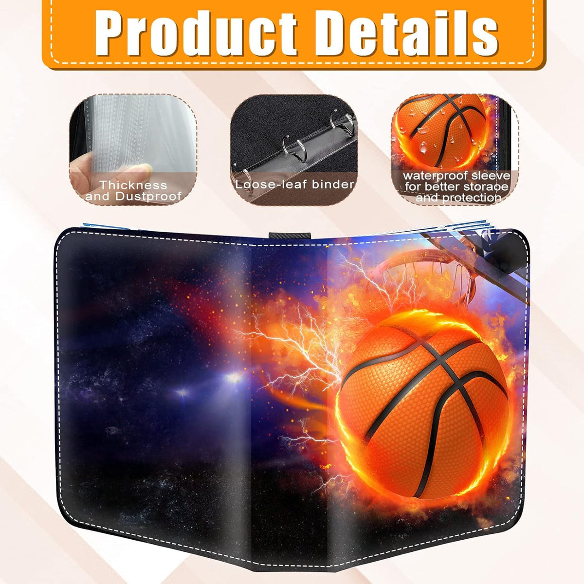 Skiennix Premium Basketball Card Binder - 4 Pocket Zippered Album | Water-Resistant, 400 Double-Sided Sleeves