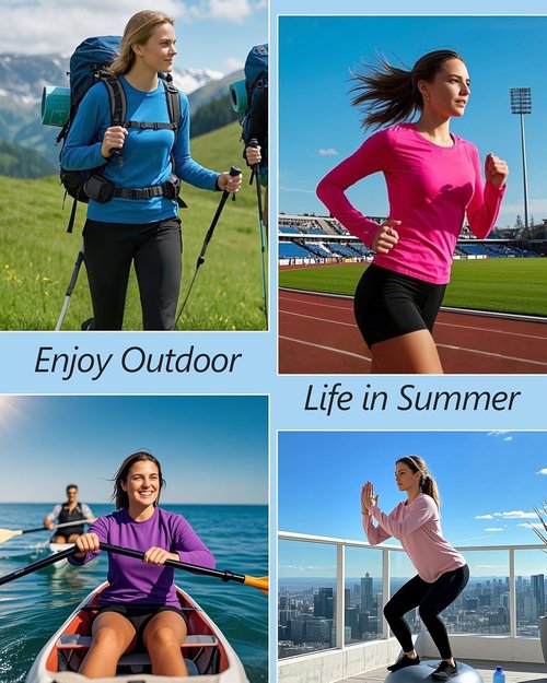 Isnowood Women's Long Sleeve Sun Protection Shirts - UPF 50+ UV Rash Guard Athletic Tops | Ideal for Hiking & Running