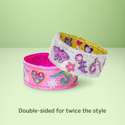 Melissa & Doug Design-Your-Own Bracelets - 100+ Sparkle Gems & Glitter Stickers | Kids Jewelry Craft for Ages 4+