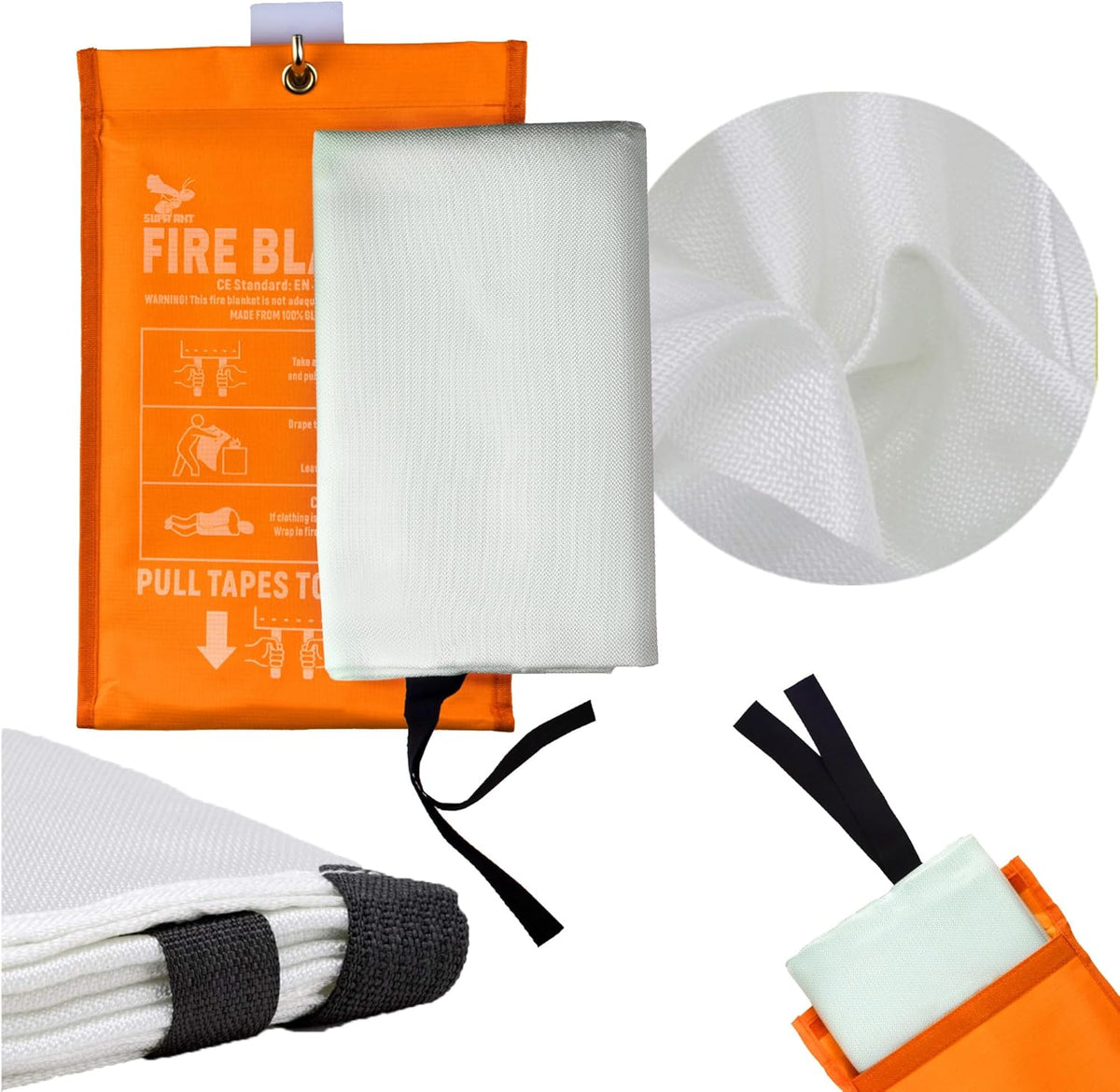 Supa Ant Fire Blanket - 1500°F CE Certified Emergency Fire Safety Solution | 500GSM Fiberglass - 2 Pack (40x40 Inches)