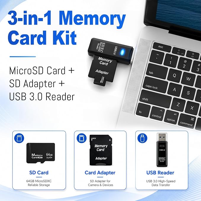 64GB Micro SD Card for Dashcam & Security Camera U3 V30 A1 | High Endurance