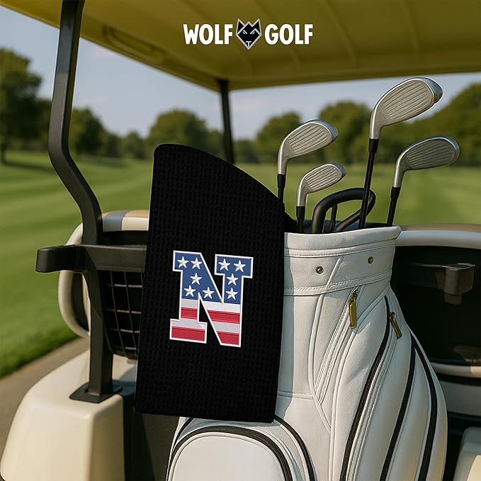 Wolf Golf Towels USA Monogrammed Personalized Golf Towel | Custom Golf Towels for Golf Bags for Men or Women
