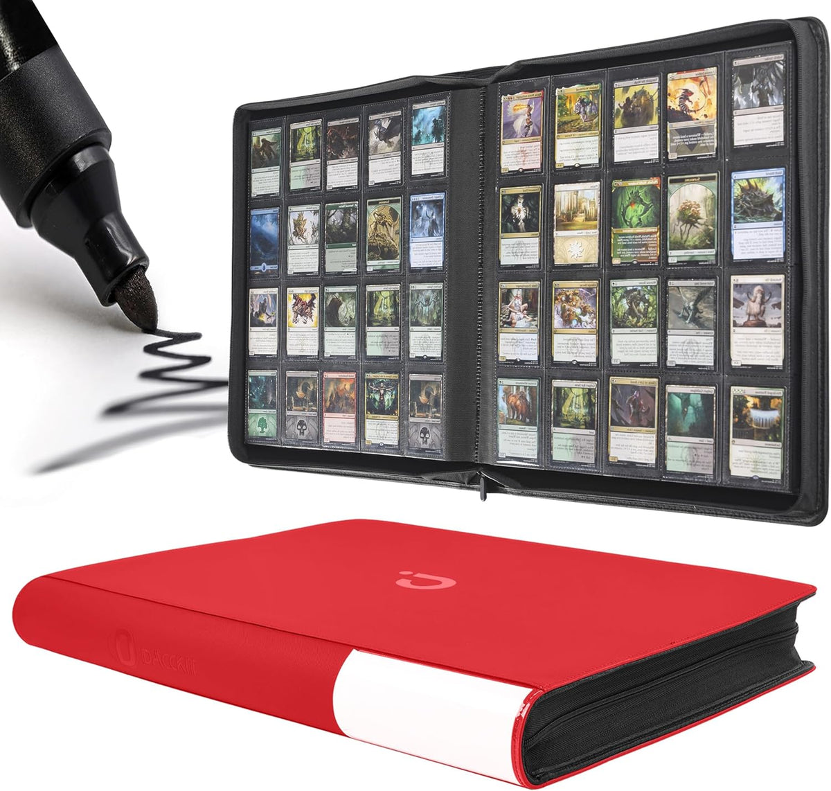 Premium 2000 Pocket Card Binder - Ringless Trading Card Album Fits 2000 Cards | Classic Red