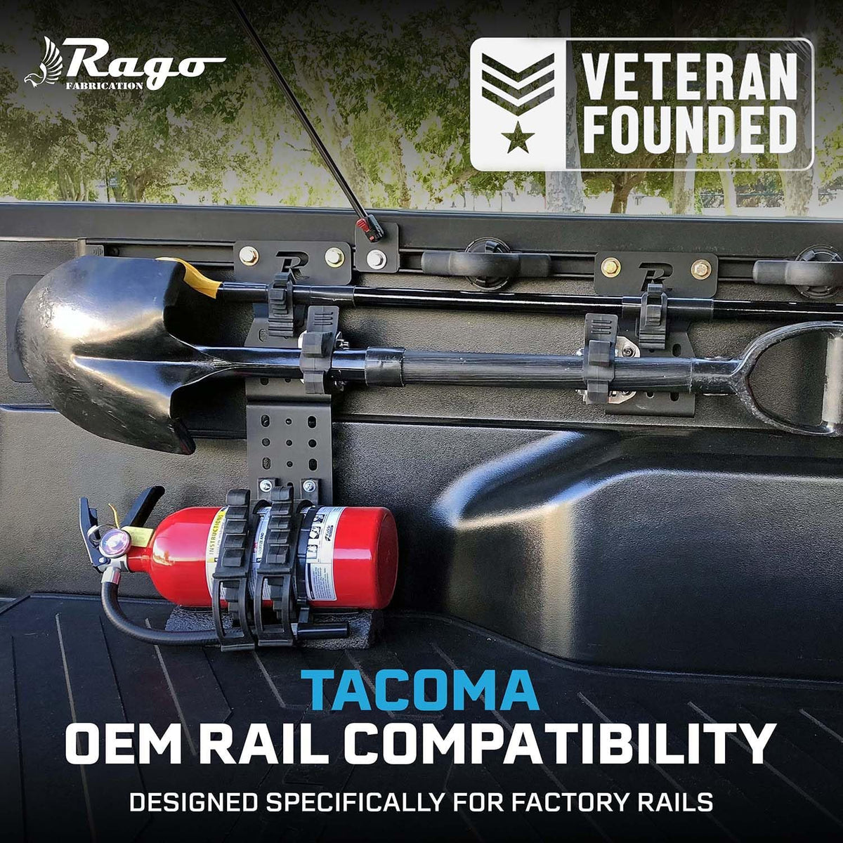 Rago Truck Bed Storage Brackets for Shovels Mount for Toyota Tacoma Pair | & Gear Tacoma Bed Rail Accessories Modular Bed Rail, No-Drill Installation