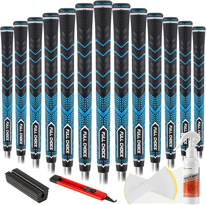 Rubber Golf Grips 13 Pack, High Traction, Non-Slip, Advanced Texture, Choose from 13 Grips or 13 Grips with Regripping Kit, Standard/Mid/Jumbo Size, 4 Colors Available RG01 Golf Club Grips