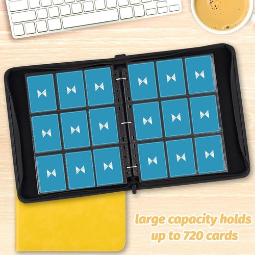 GERMUN 720 Card Binder - Premium Double-Sided Trading Card Album | 9 Pocket PU Collection Binder (Yellow)