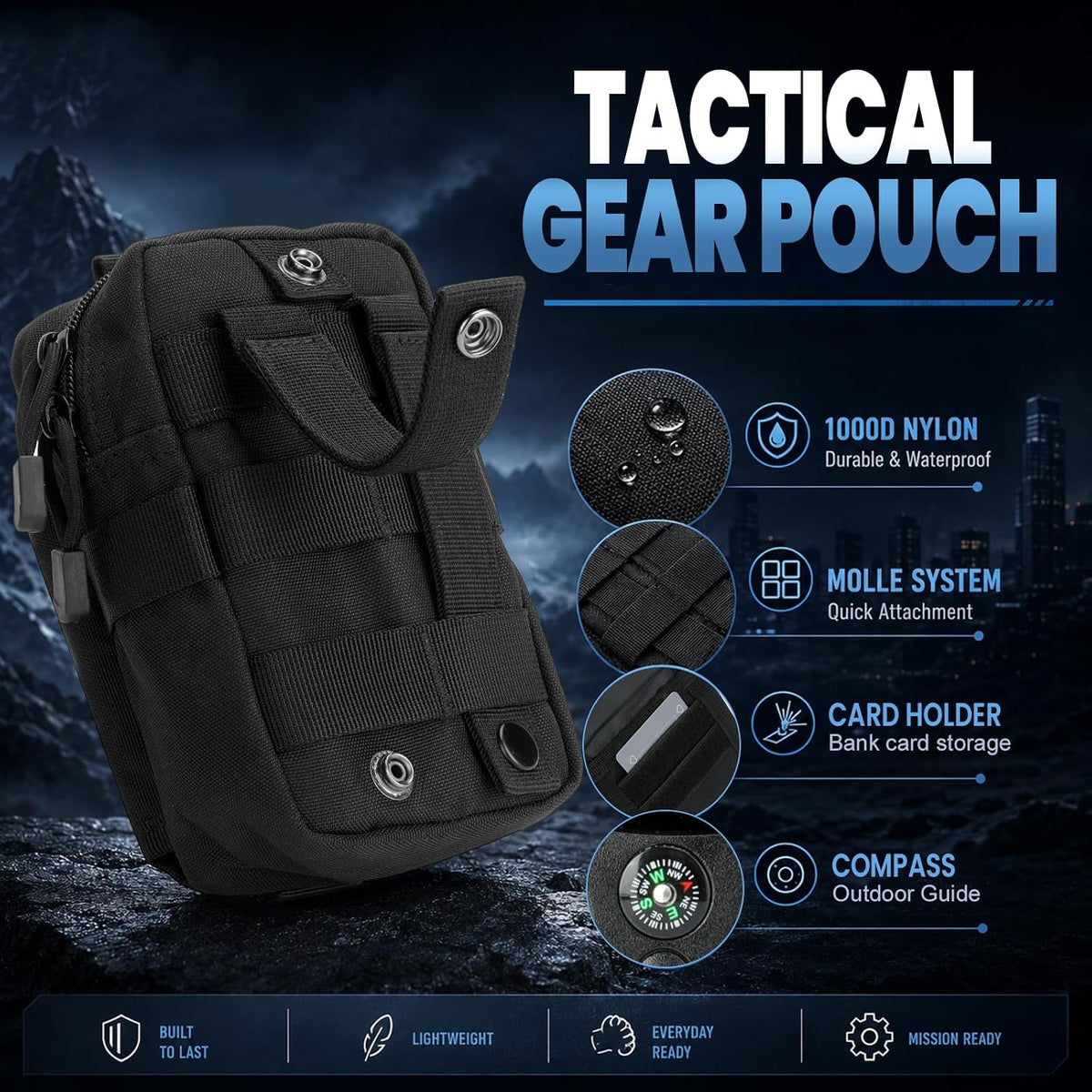 LEPHYON Tactical Molle Pouches, EDC Utility Pouch with Radio Holster