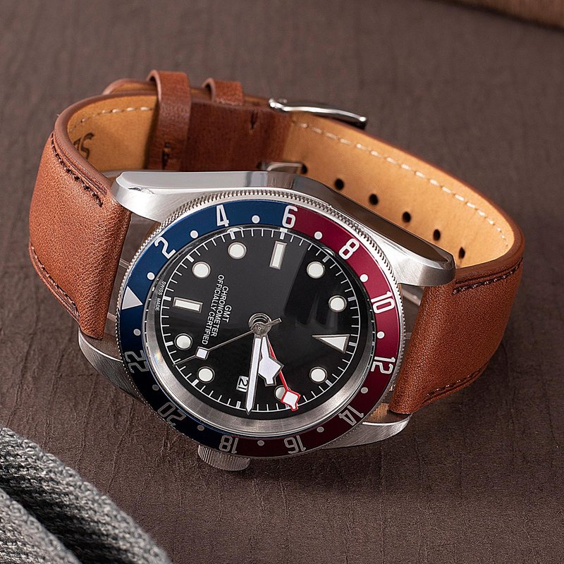SEURE Quick Release Watch Band,Top Genuine Leather Watch Straps 19mm 20mm 21mm 22mm 24mm for Men and Women (22mm, Dark brown-Black)