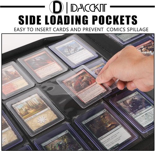 D DACCKIT Top Loader Binder - 12 Pocket Design for 480 Cards | Bright Orange, Compatible with 3" x 4" Rigid Holders