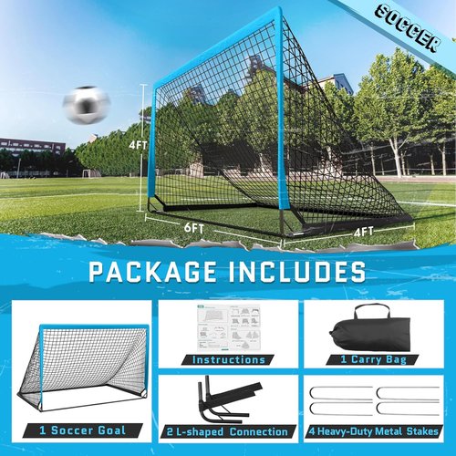 KTRIO Portable Soccer Goal - 6x4 Ft Foldable Net with Carry Bag for Kids & Teens Sports
