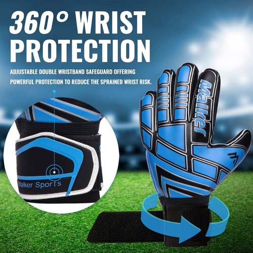 Malker Soccer Goalie Gloves - Fingersave & Double Wrist Protection | Strong Grip for Kids & Adults