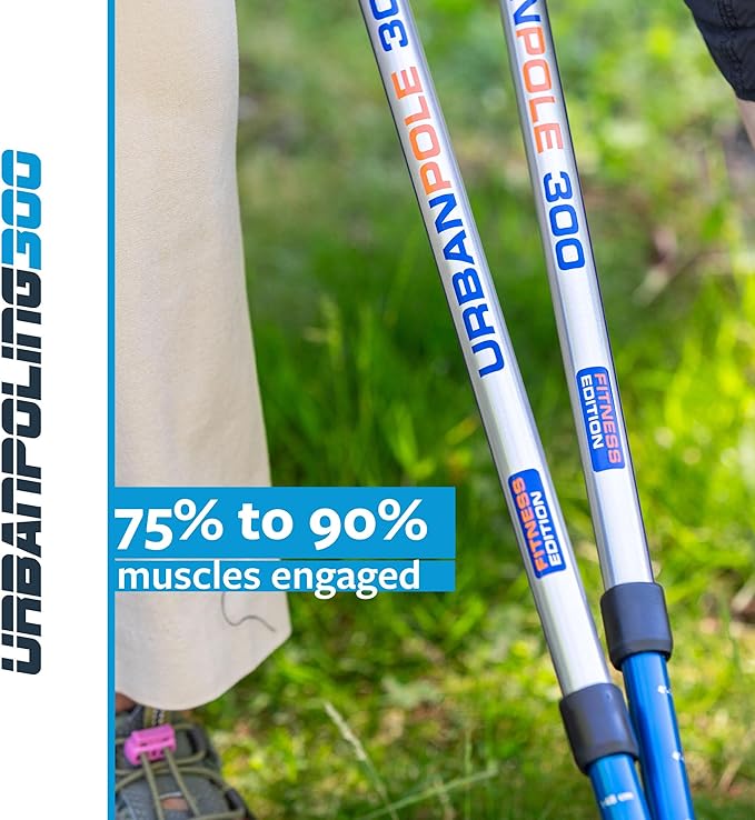 Urban Poling Series 300 Urban Poles – 1 Pair – Fitness Edition- Patented Ergonomic CoreGrip™ for Stability – Adjustable, Collapsible, Lightweight for Comfort