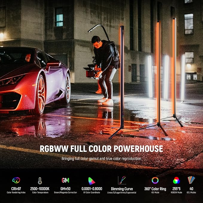 NEEWER TL120C RGB Tube Light, 42W Full Color RGBWW Photography LED Video Light