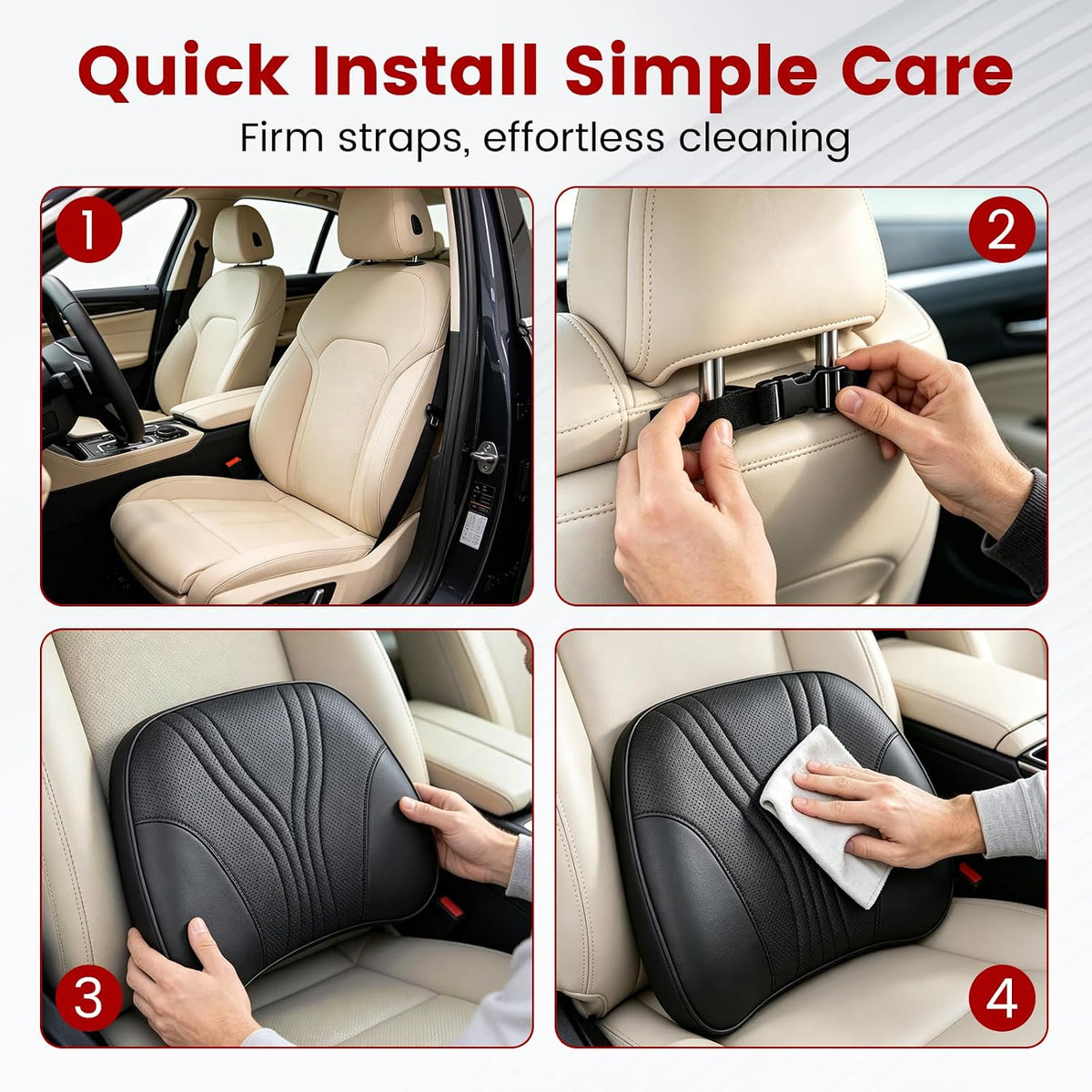 Fodeuxp Universal Memory Foam Car Lumbar Support Pillow, Black
