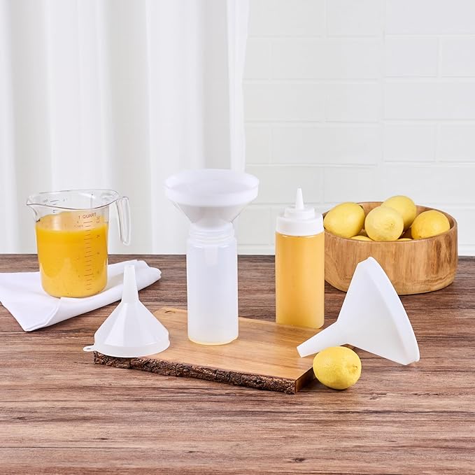 Restaurantware-Met Lux Plastic Funnel Set, 1 Pouring Tool Set - Includes 8,12, and 16-oz Funnel, 3-piece Pouring Tools, Wide Spout, For Transferring Ingredients