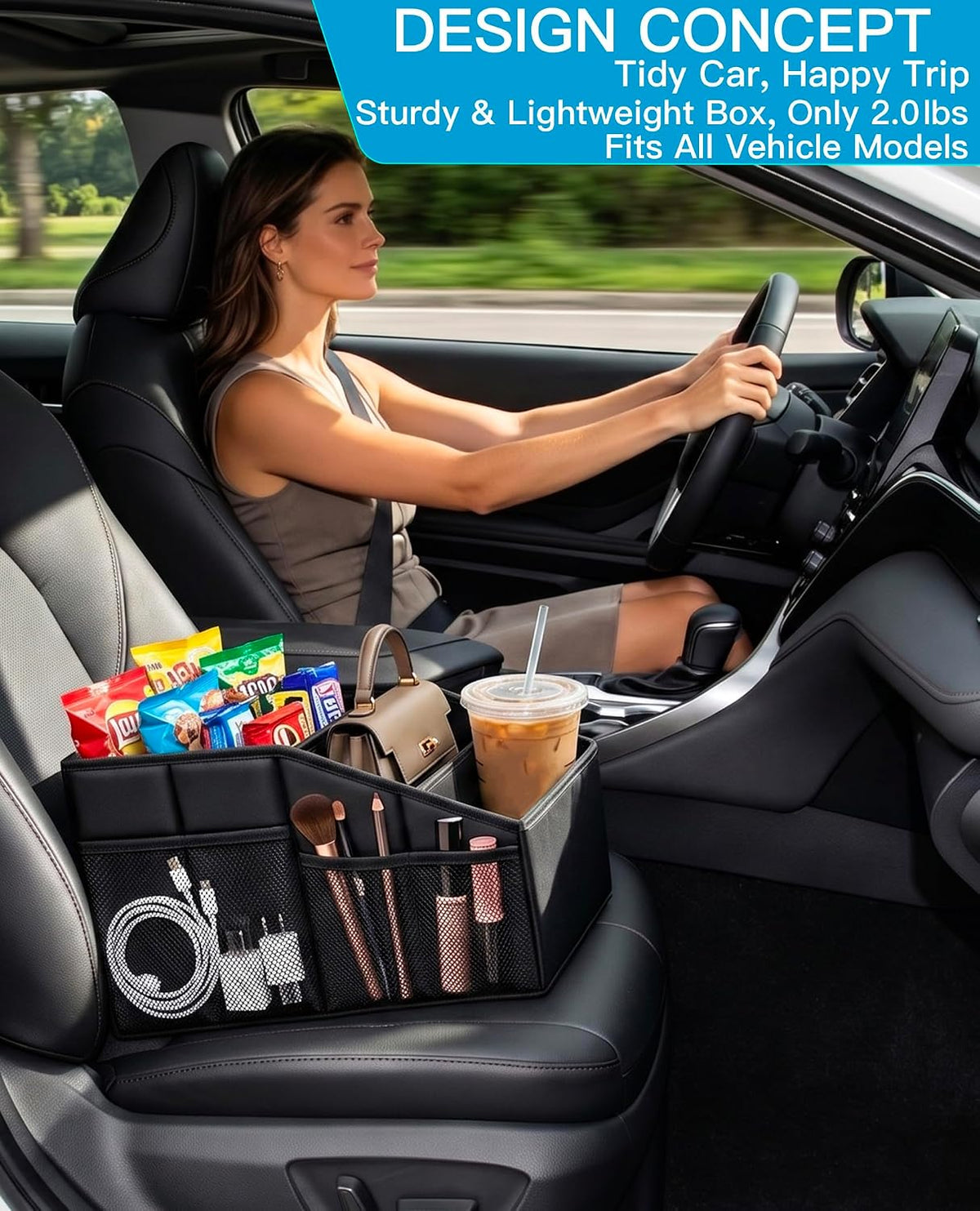 Car Storage Organizer, Black Reinforced Dividable Car Backseat Organizer