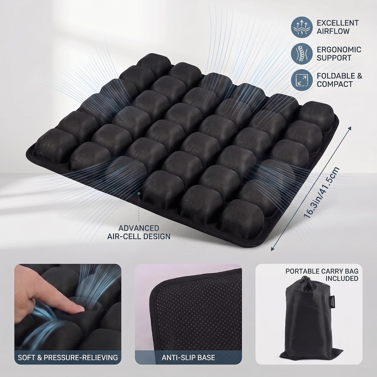 Travel Cushion Airplane Seat,Airplane Seat Cushion for Long Flights,Press Type Air Inflatable Seat Cushion with 36 Airbags for Car,Plane,Wheelchair,Office,Stadium,Ergonomic Comfort Support
