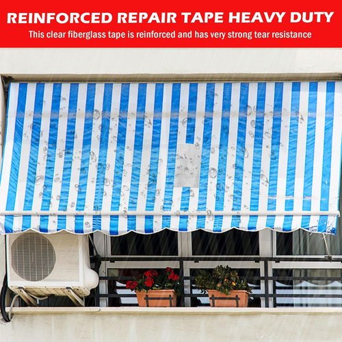 Fiberglass RV Awning Repair Tape Kit - 5 Inch Wide, 39ft Heavy-Duty Waterproof Patch for Tents, Tarps, and Boats