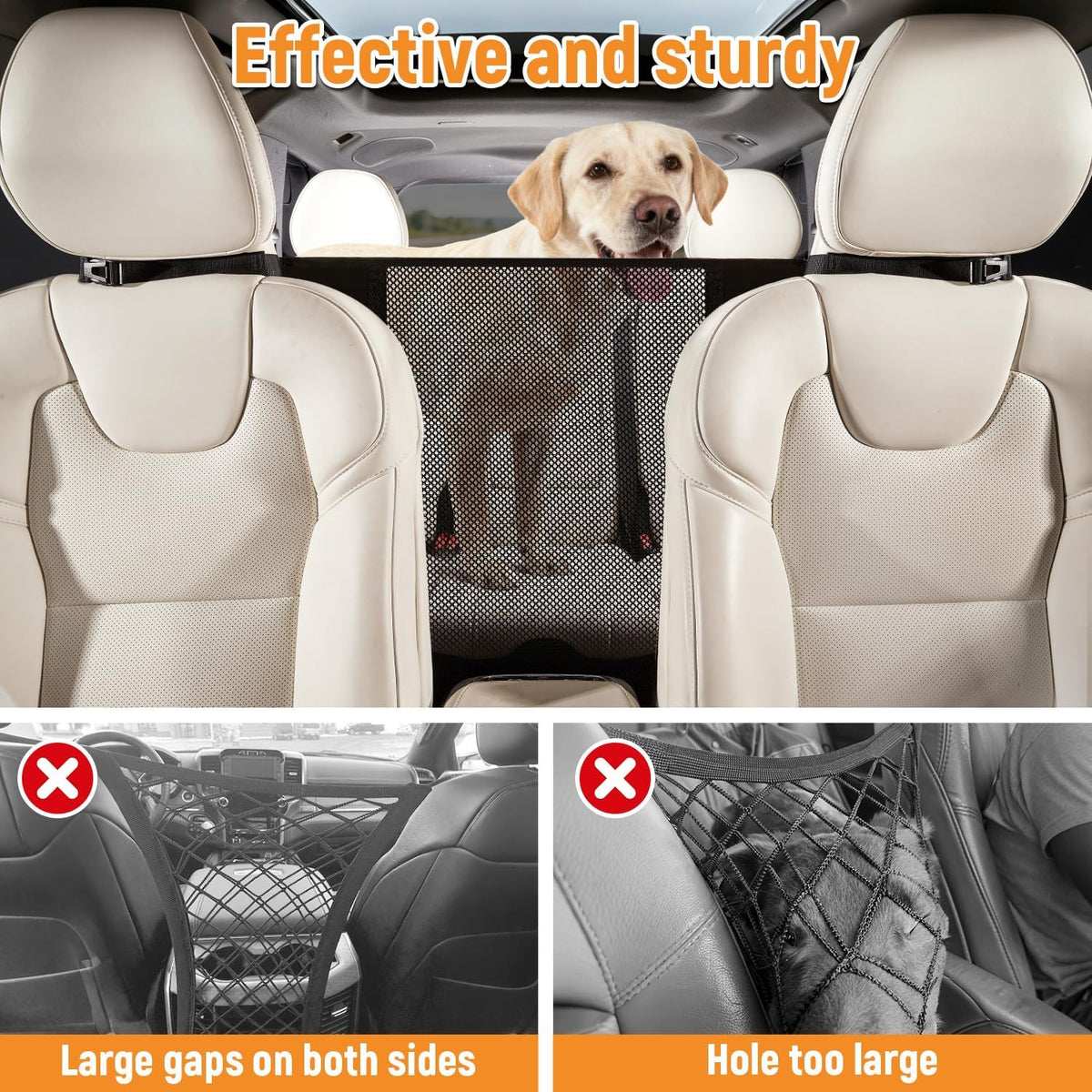 Dog Car Barrier,Dog Net for Car Divider,Pet Barrier with Mesh Organizer,Universal for Car,SUV,Truck