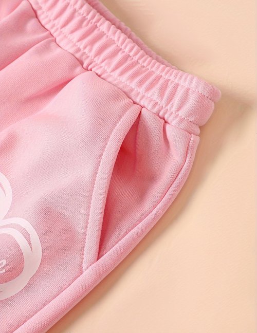 Fdqin Girls' 3 Pcs Letter Graphic Print Sweatpants Kids Athletic Joggers Pants with Pockets Black Gray Pink 7-8Years