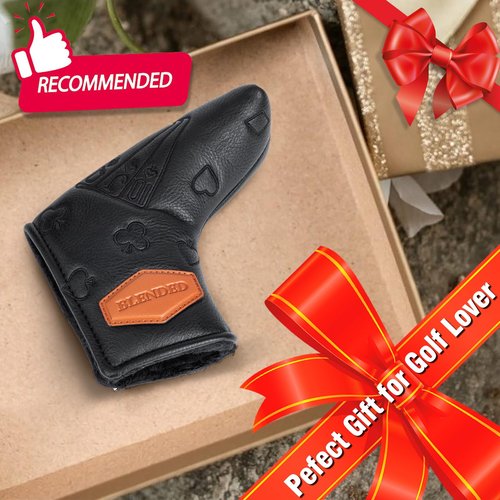 Golf Putter Covers Black Poker Mallet Putter Headcovers Blade Putter Cover Golf Headcover Leather Golf Club Covers with Magnetic Closure for Most Brand (for Blade Putter)