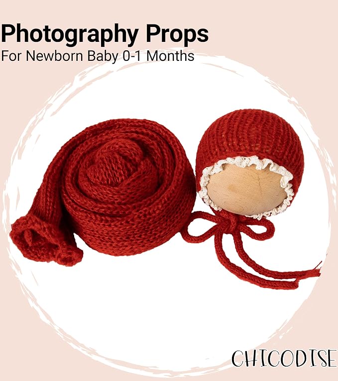 Newborn Photography Props Wraps & Ruffle Edge Bonnet