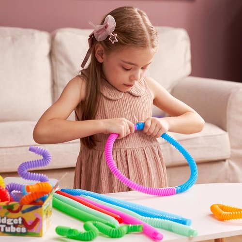 JOYIN 18 Pack Pop Tubes | Sensory Fidget Toys for Kids - 9 Vibrant Colors for Creative Learning & Fun