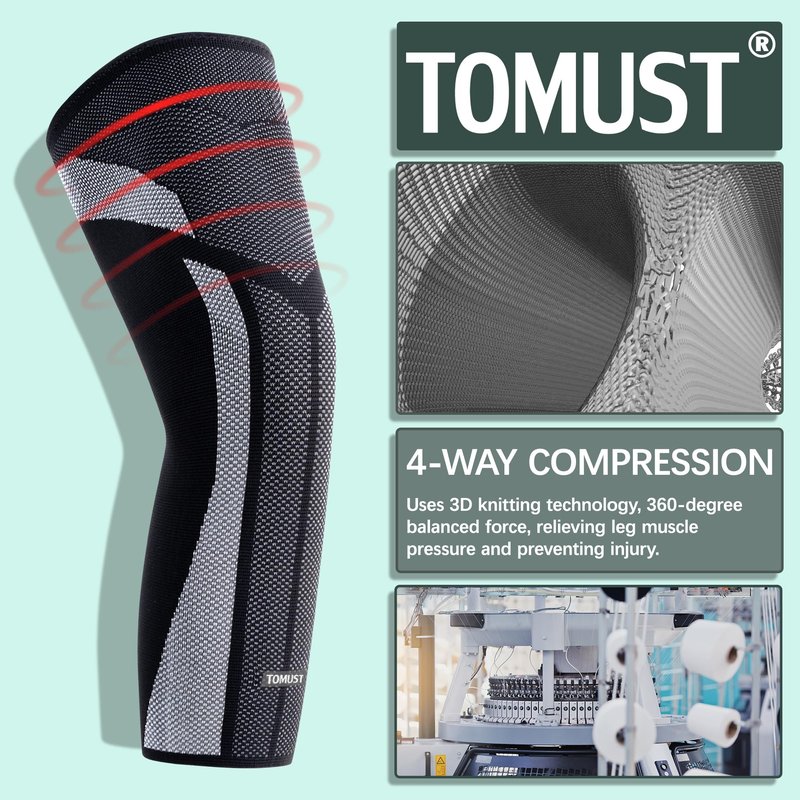 TOMUST Full Leg Compression Sleeve (Pair), Thigh Support, Calf Protect, Anti Slip Long Knee Brace for Joint Pain, ACL, MCL, Meniscus Tear, Arthritis, Tendonitis, Running, Basketball, Football, XXXL