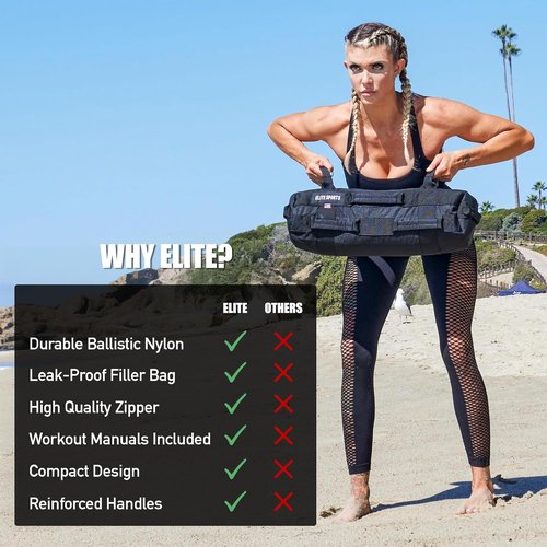 Elite Sports Workout Sandbag - Versatile Core Muscle Training Tool | Unfilled for Custom Weight